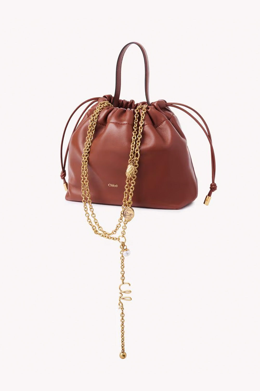 Small Chloé Icons Shoulder Bag With Chain In Soft Leather
