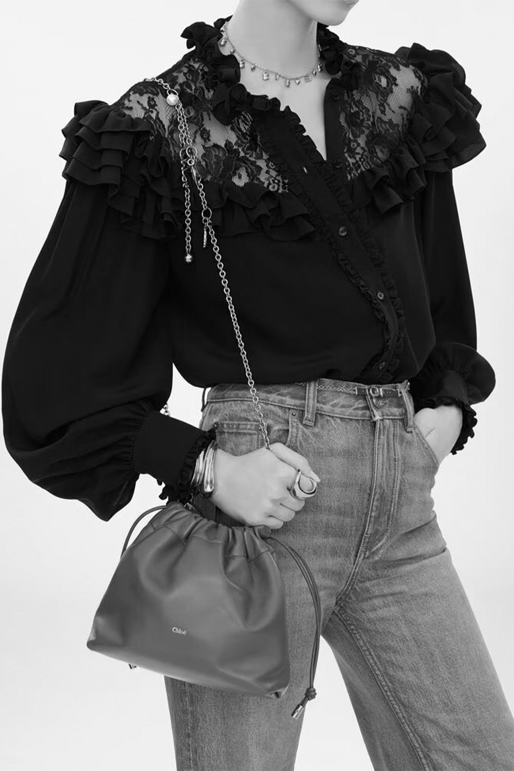 Small Chloé Icons Shoulder Bag With Chain In Soft Leather