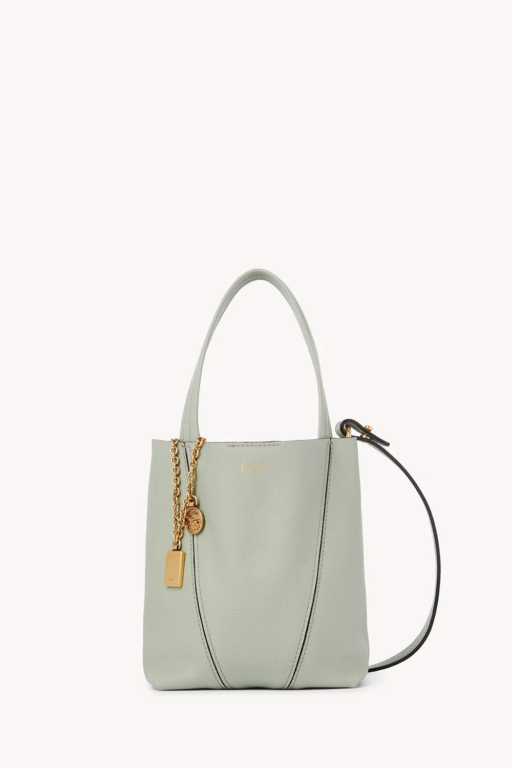 Small Chloé Spin Tote Bag In Grained Leather