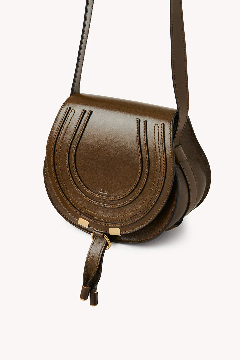 Small Marcie Saddle Bag In Shiny Leather