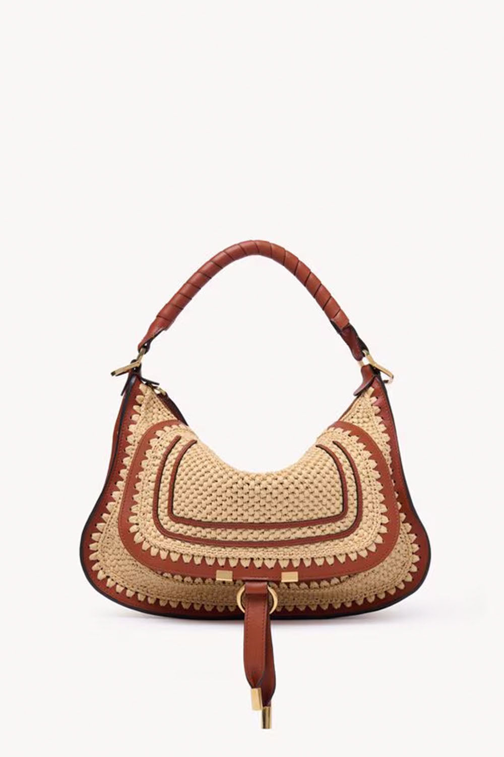 Small Marcie Shoulder Bag In Raffia-Effect