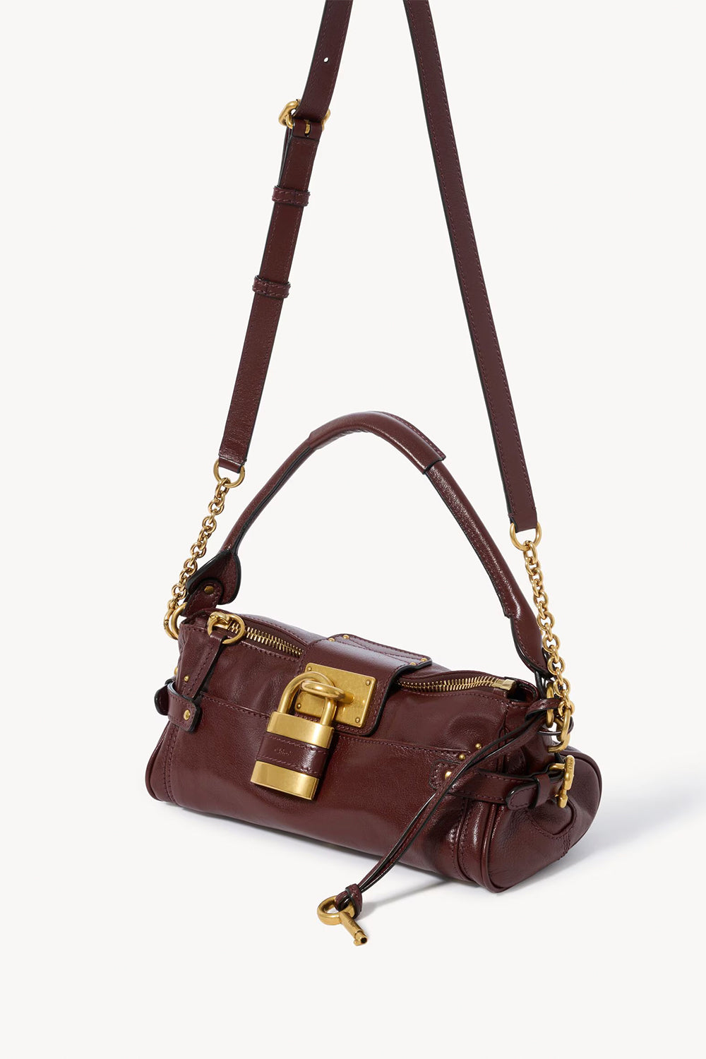 Small Paddington Bag With Strap In Grained Leather