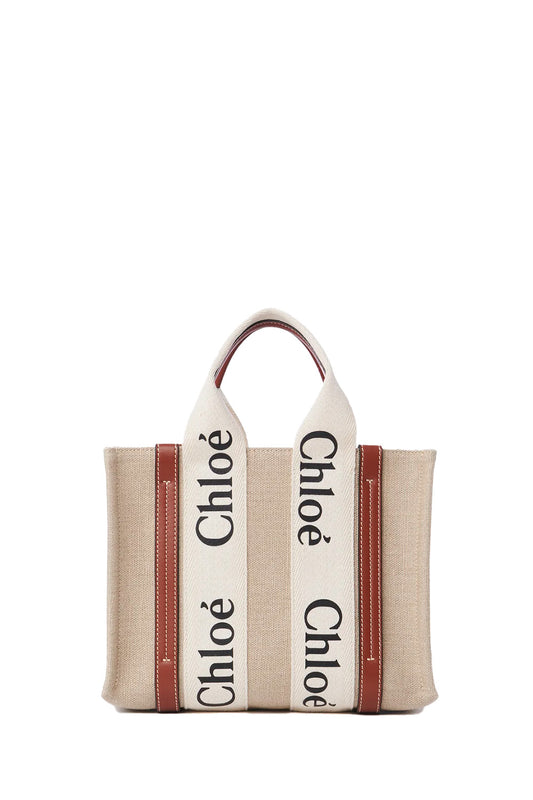 Chloé Small Woody Tote Bag In Linen