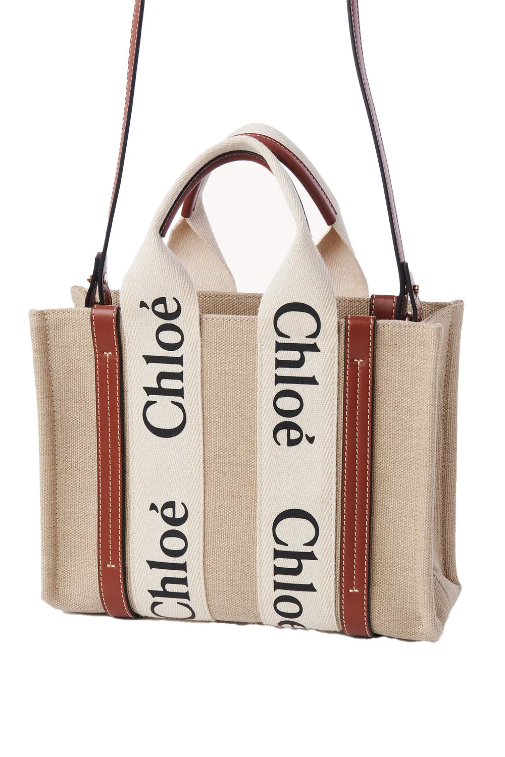 Chloé Small Woody Tote Bag In Linen