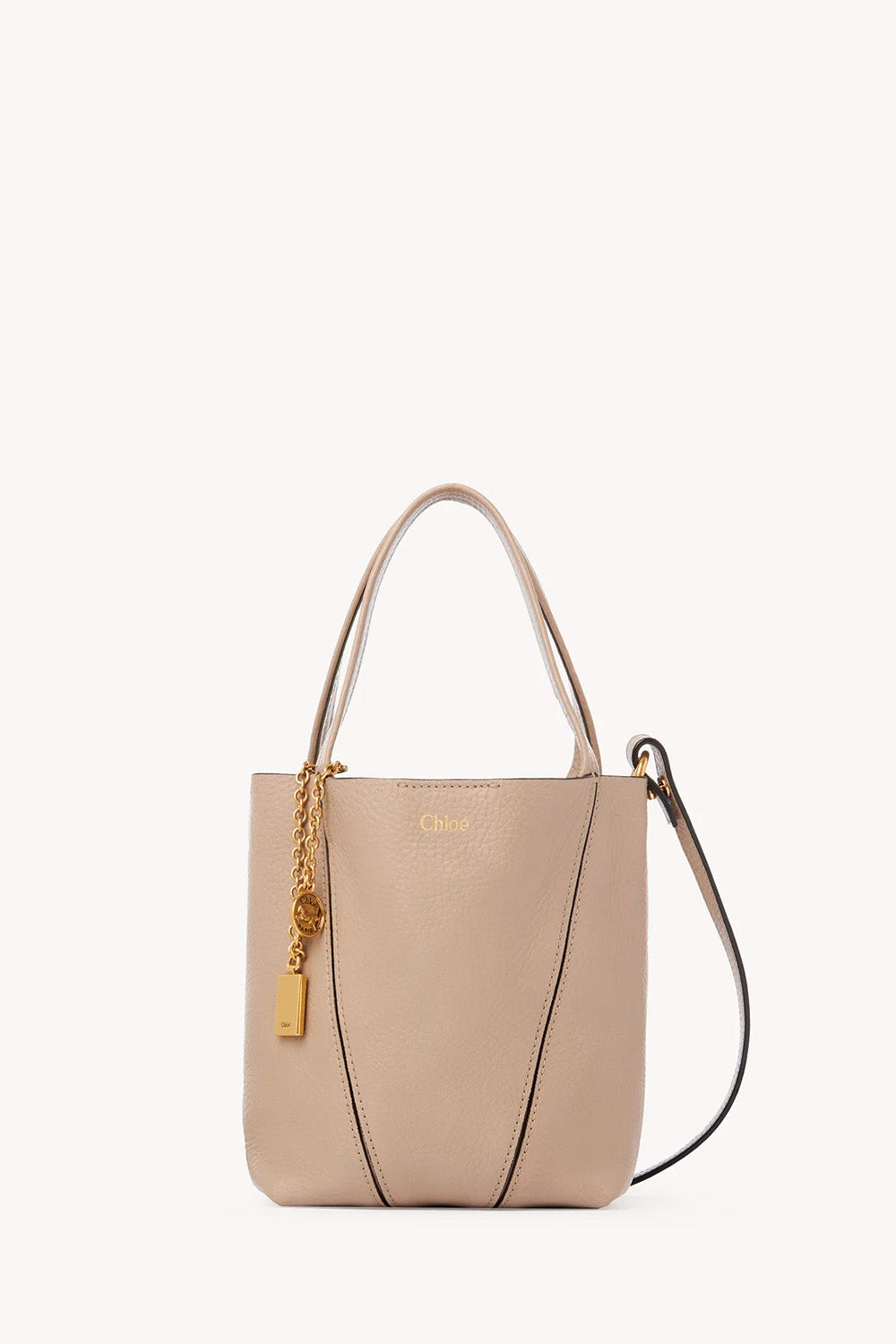 Small Chloé Spin Tote Bag In Grained Leather