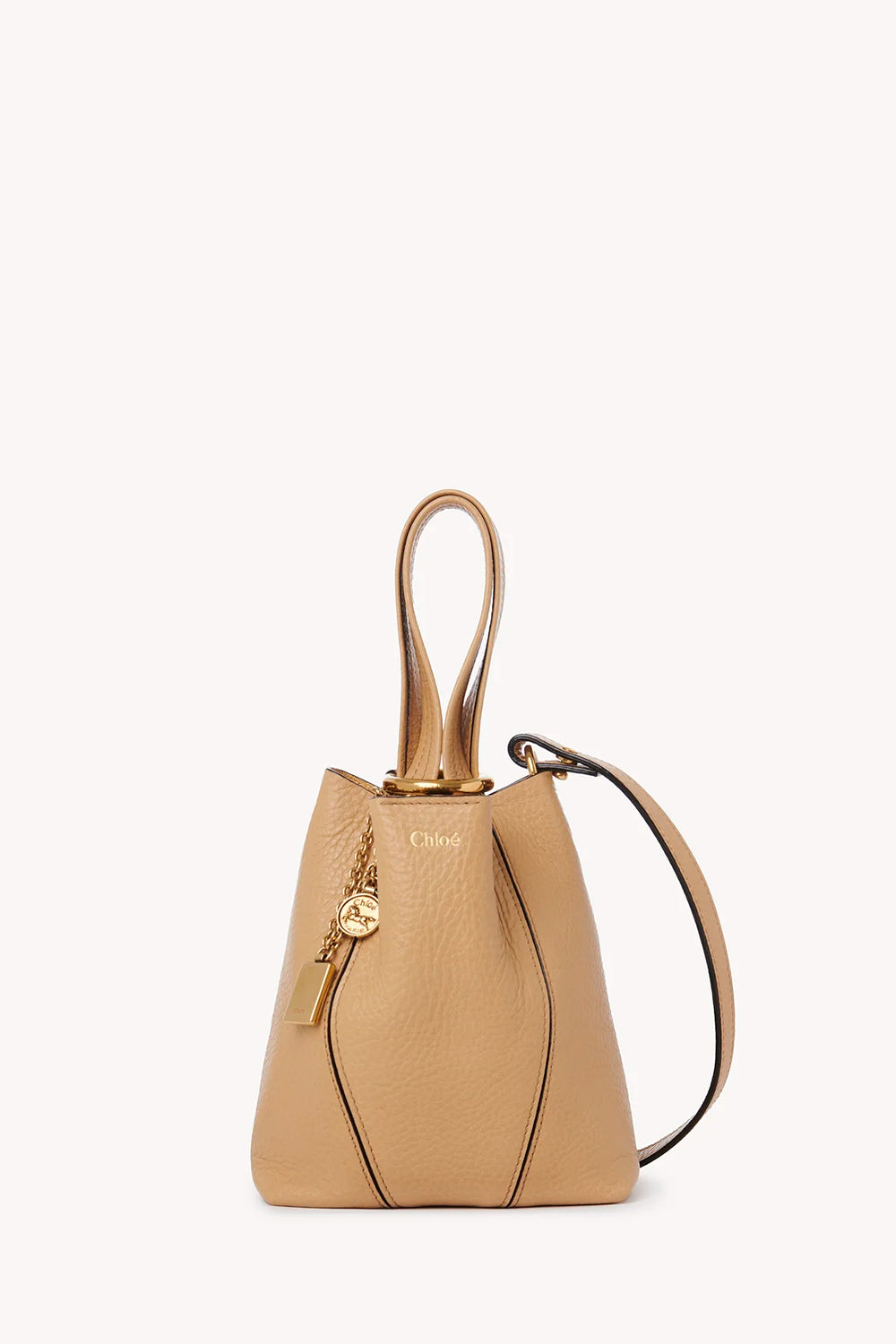 Small Chloé Spin Tote Bag In Grained Leather