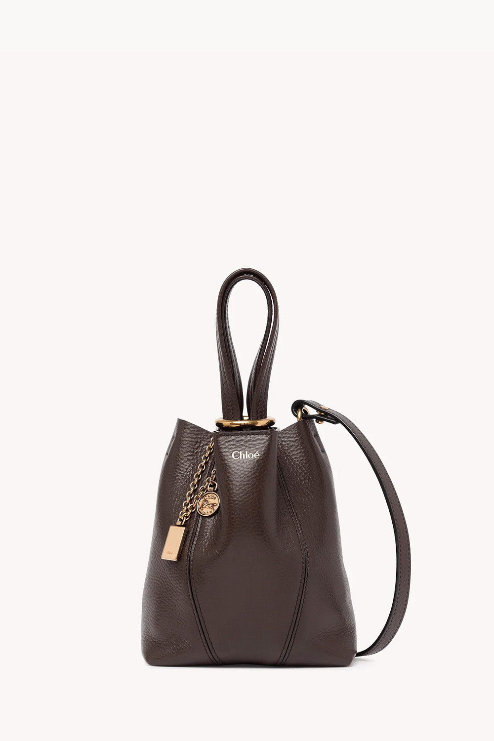 Small Chloé Spin Tote Bag In Grained Leather