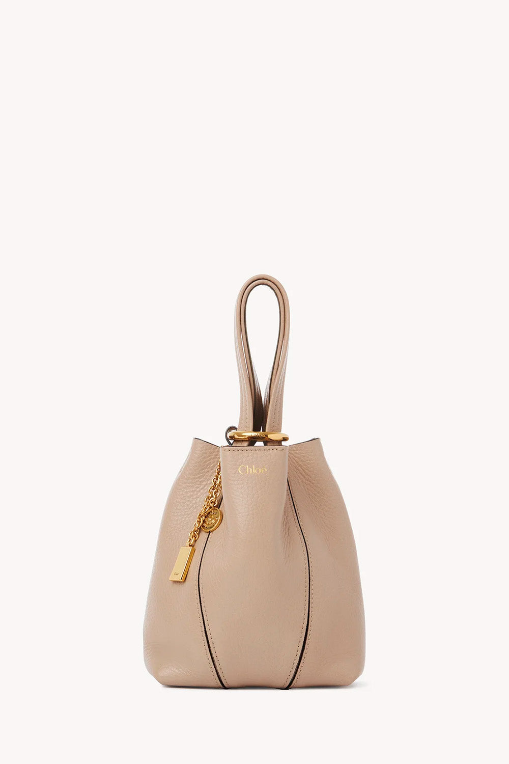 Small Chloé Spin Tote Bag In Grained Leather