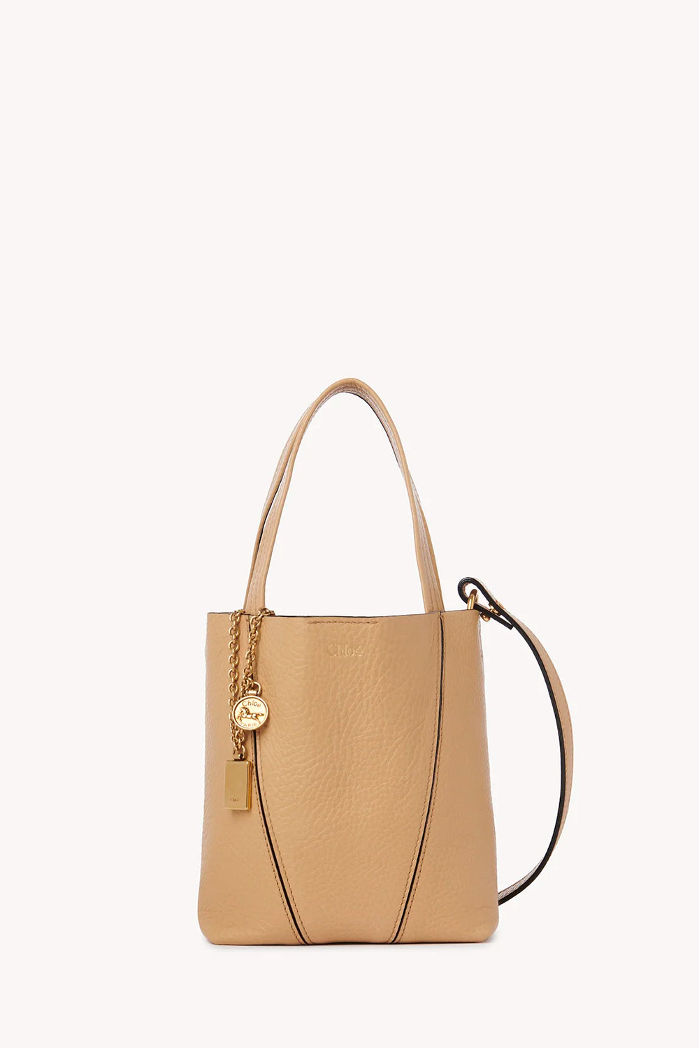 Small Chloé Spin Tote Bag In Grained Leather