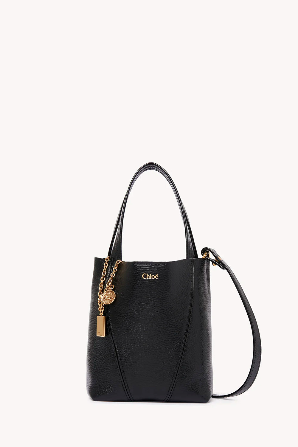 Small Chloé Spin Tote Bag In Grained Leather