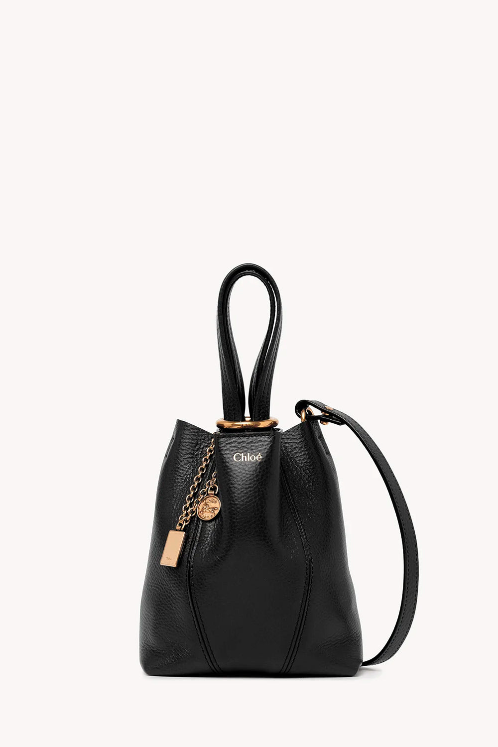 Small Chloé Spin Tote Bag In Grained Leather