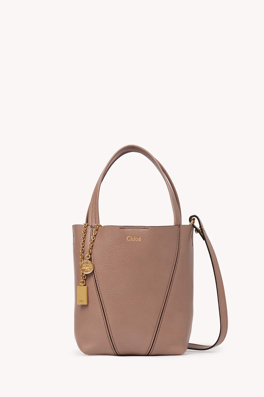 Small Chloé Spin Tote Bag In Grained Leather