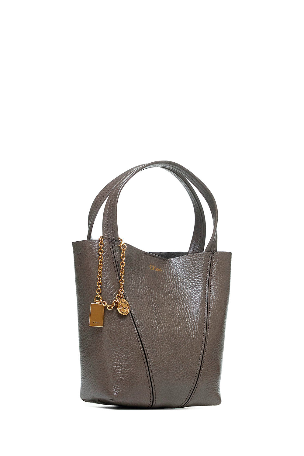 Small Chloé Spin Tote Bag In Grained Leather