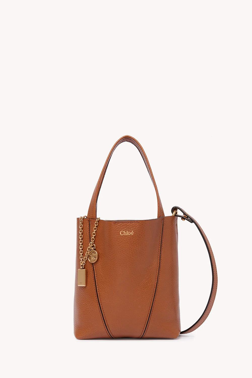 Small Chloé Spin Tote Bag In Grained Leather