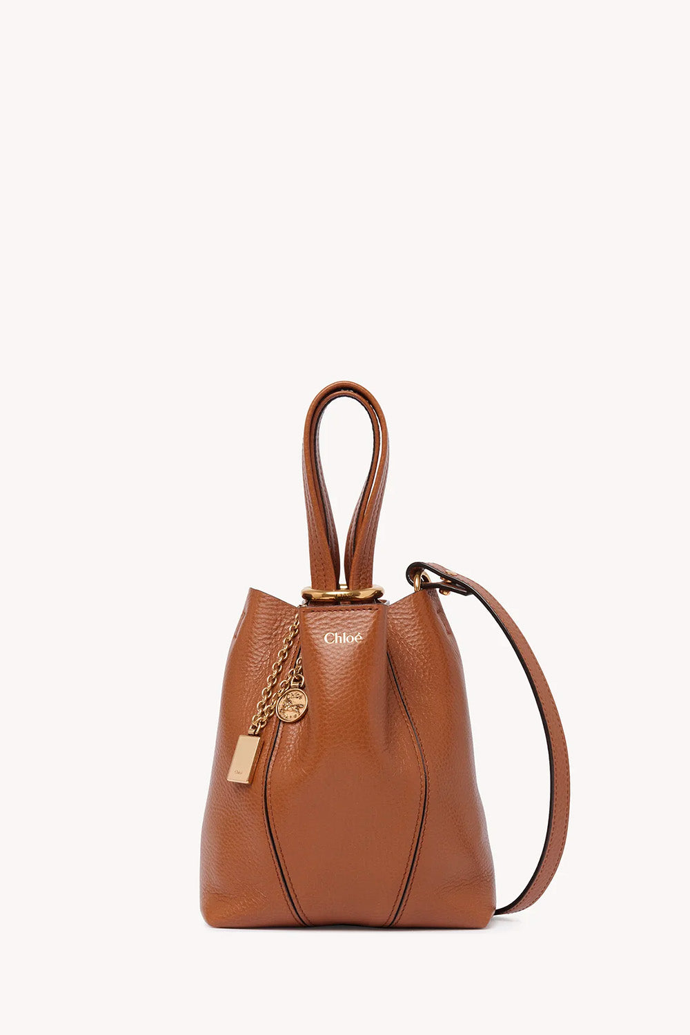 Small Chloé Spin Tote Bag In Grained Leather