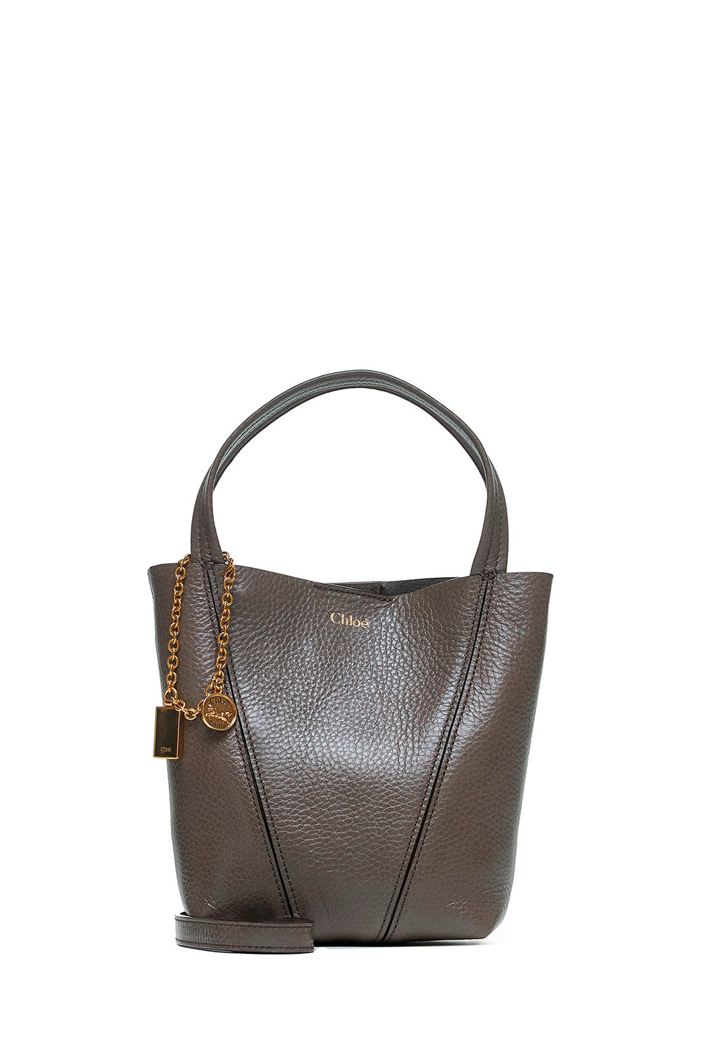 Small Chloé Spin Tote Bag In Grained Leather
