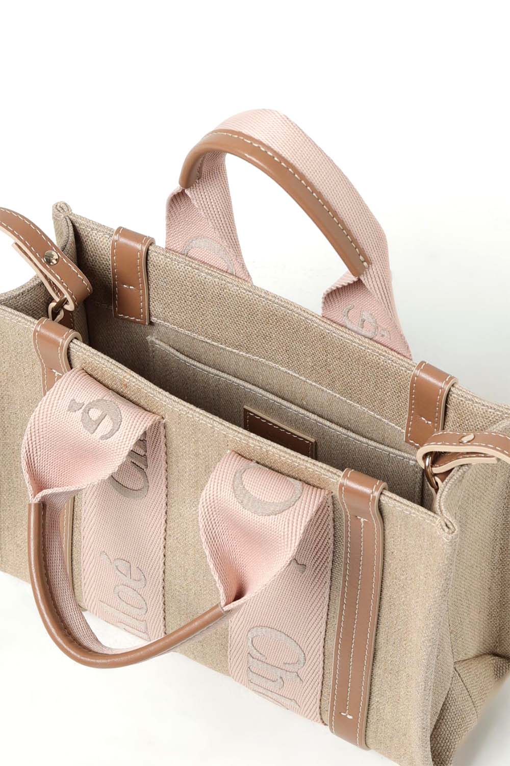 Chloé Small Woody Tote Bag In Linen