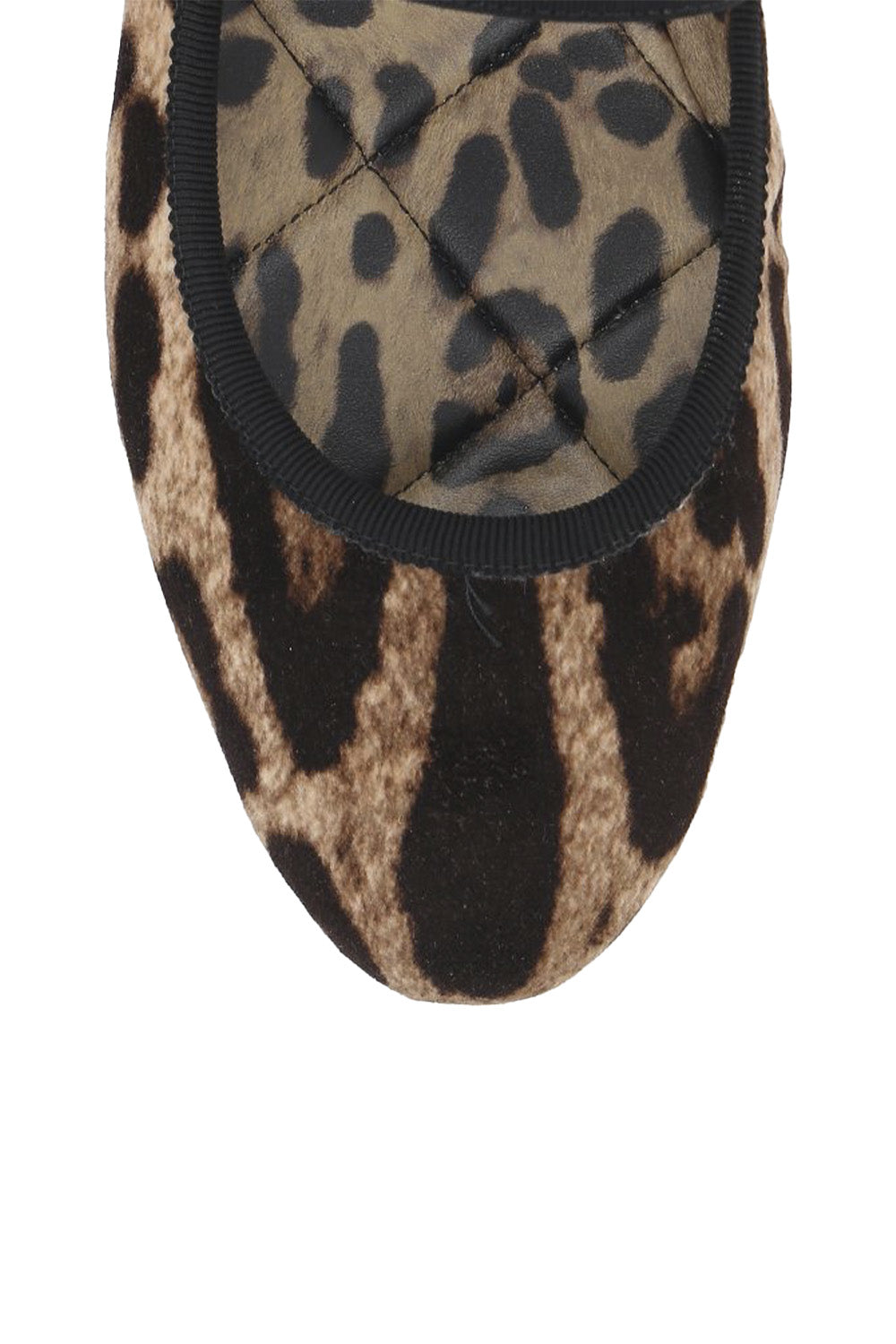 Leopard Printed Velvet Mary-Jane Ballerinas