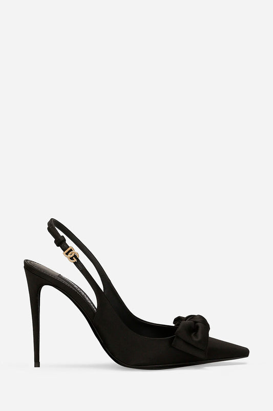 Satin Slingbacks With Bow Detail