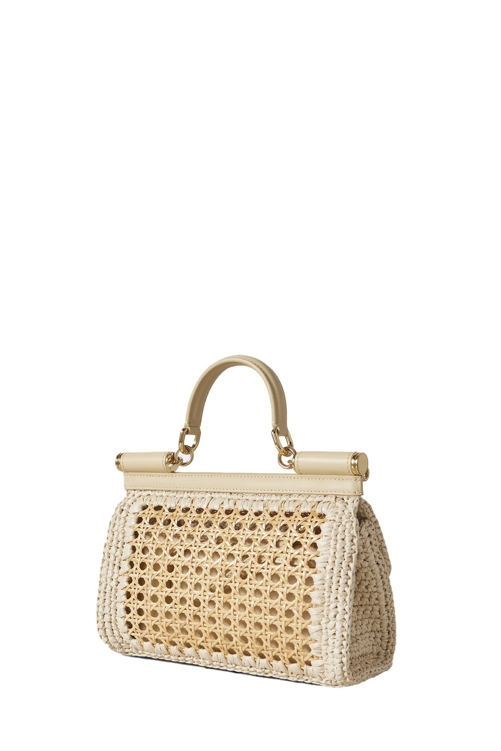 Sicily Medium Leather-Trimmed Raffia Tote