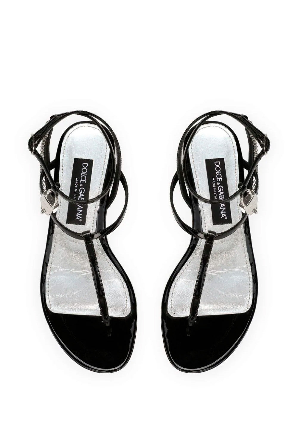 Padlock Patent-Leather Flat Sandals