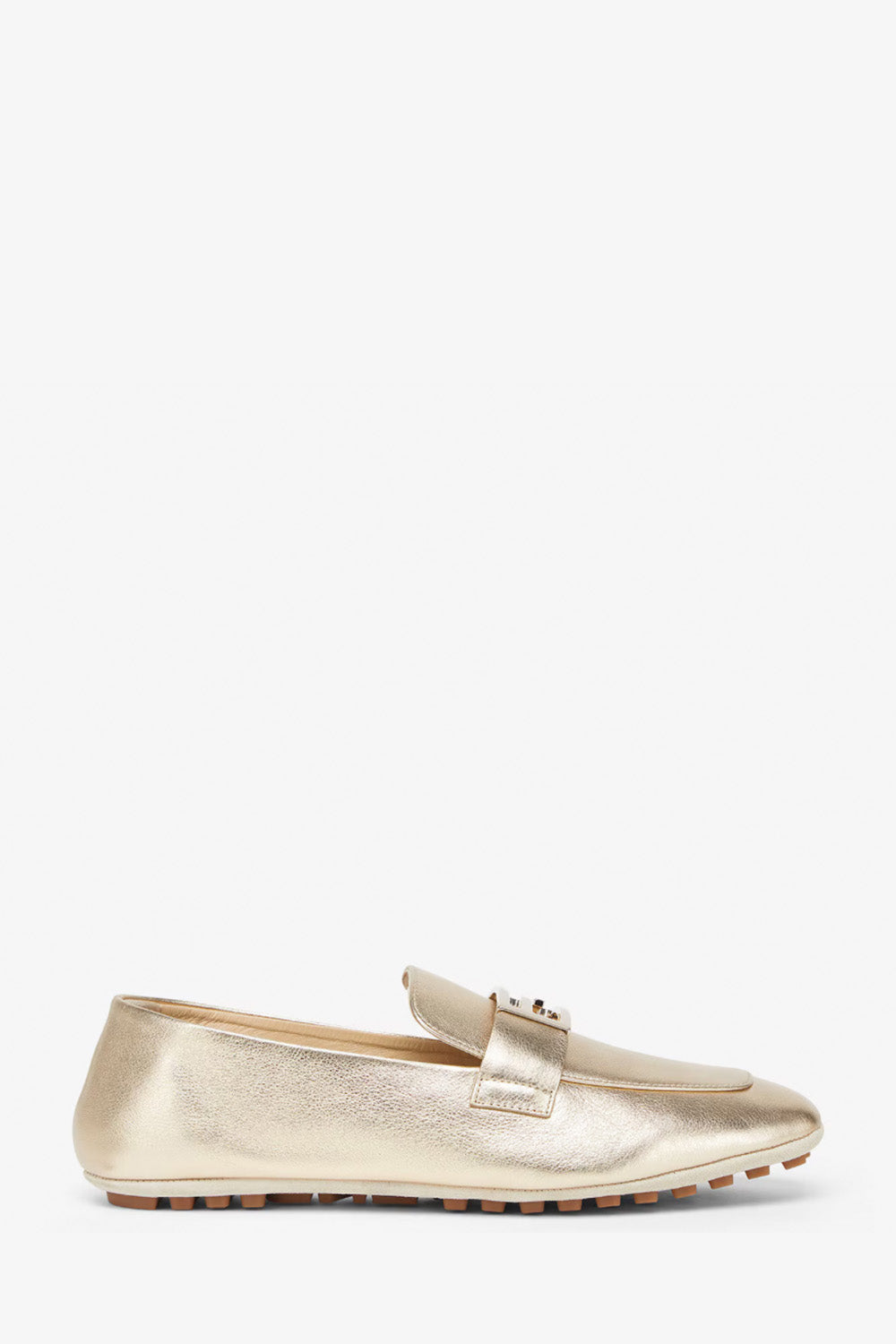 Baguette Metallic Leather Loafers