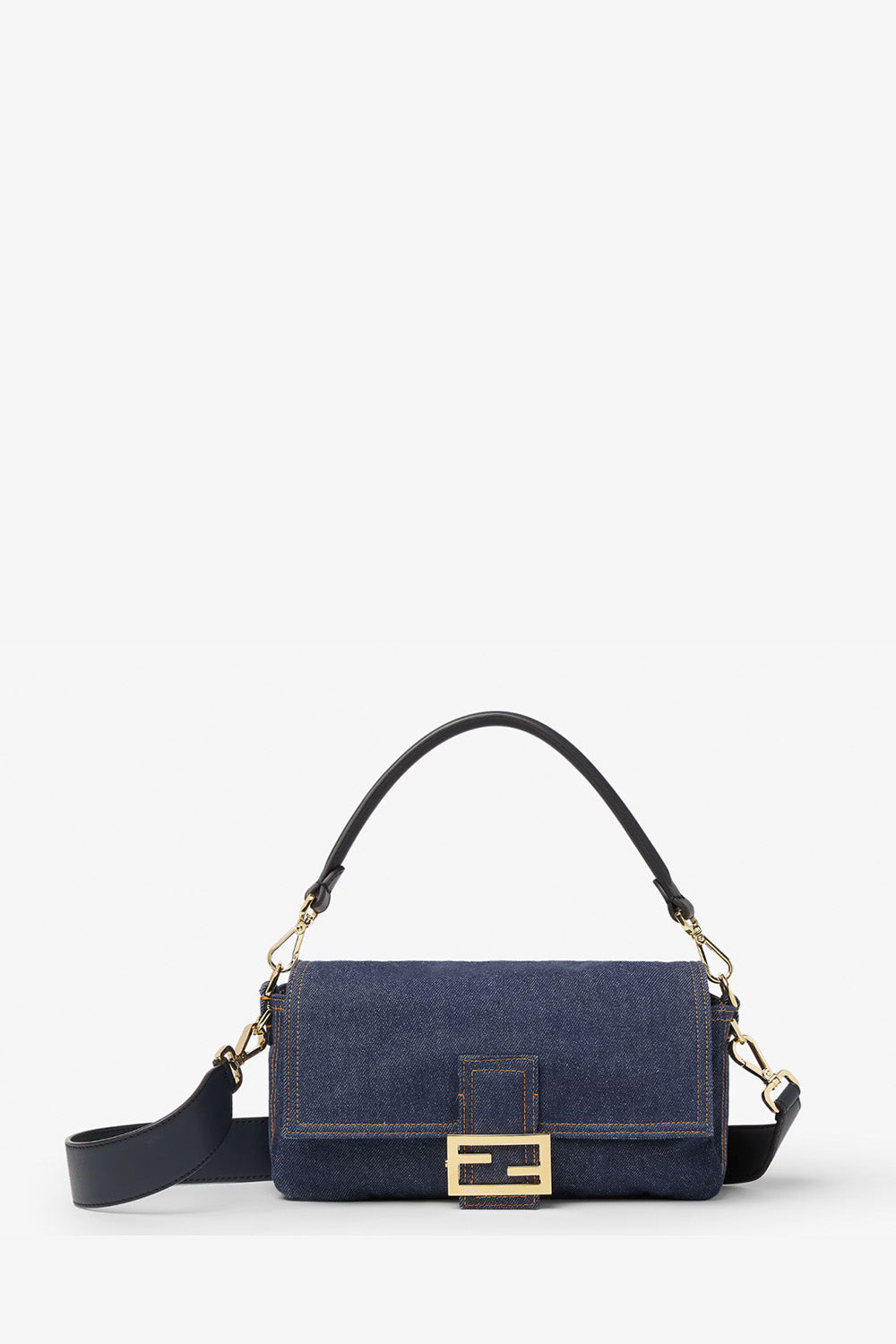 Baguette Dark Blue Denim And Blue Denim-Effect FF Jacquard Bag