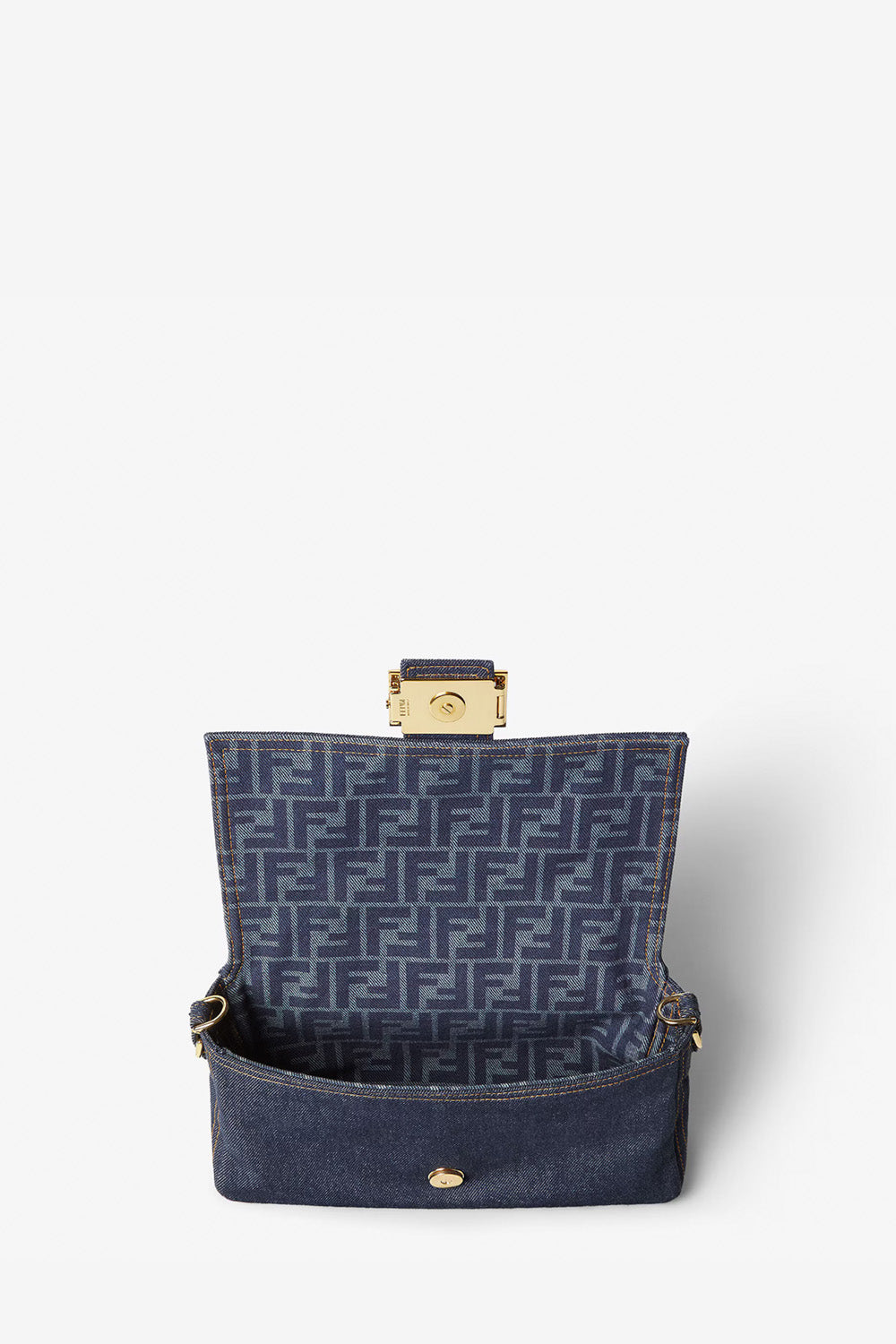 Baguette Dark Blue Denim And Blue Denim-Effect FF Jacquard Bag