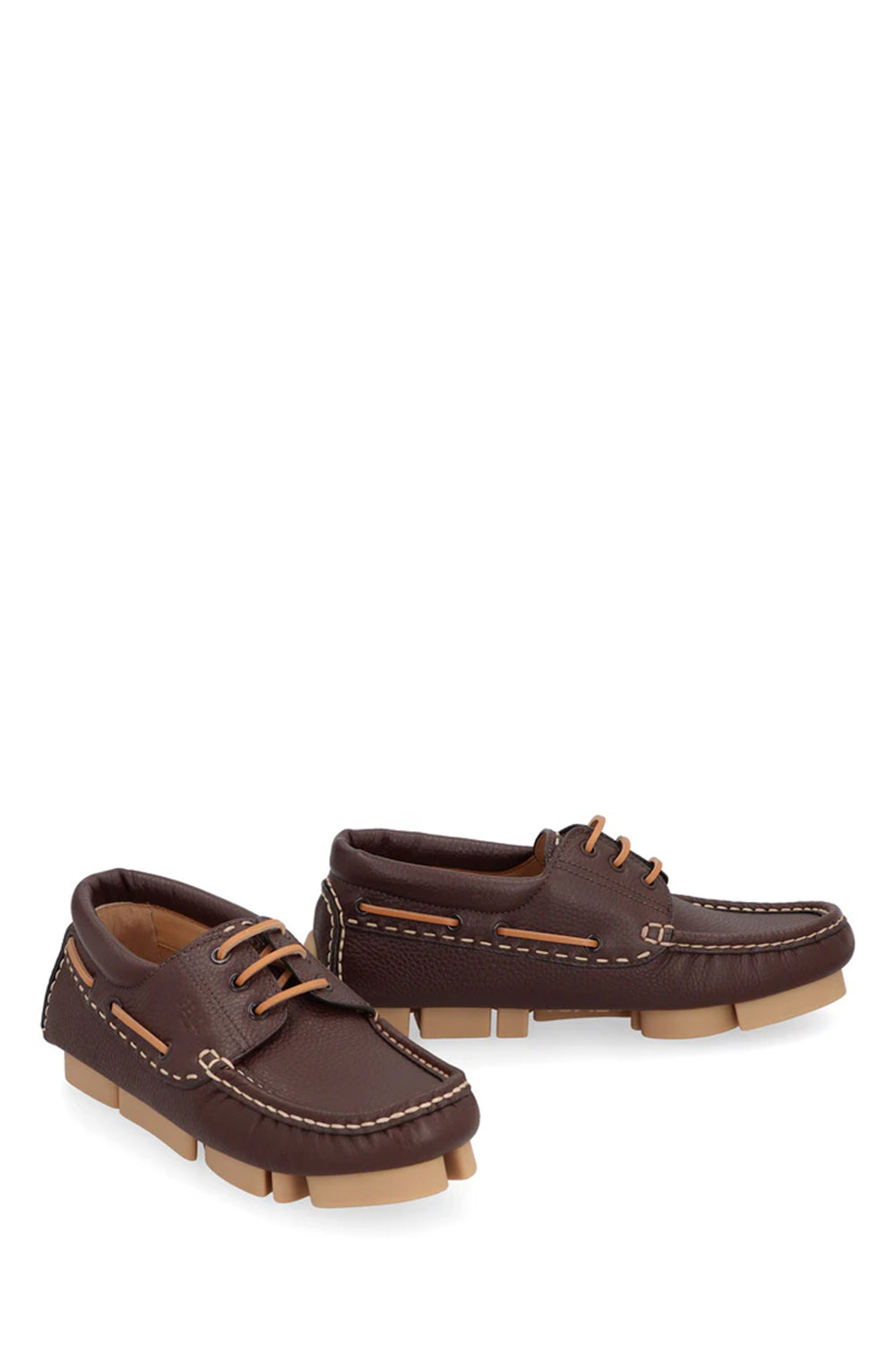 Fendi Deck Leather Boat Shoes