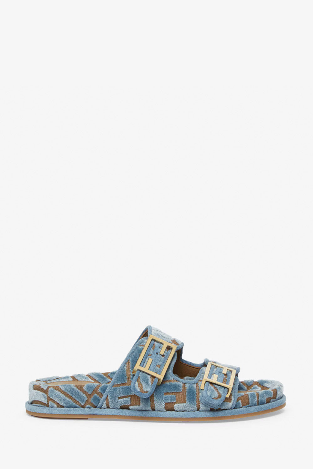 Fendi Feel FF Jacquard Velvet Slides