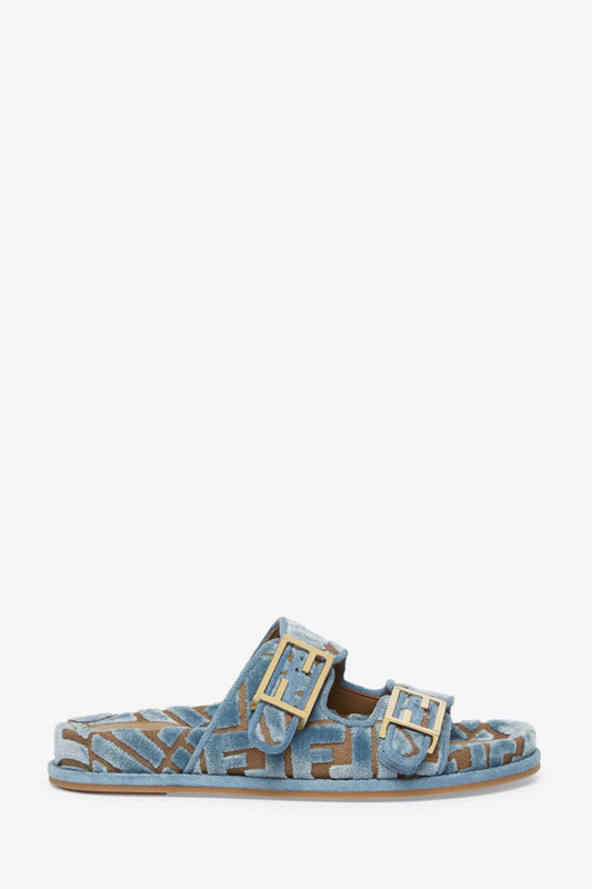 Fendi Feel FF Jacquard Velvet Slides