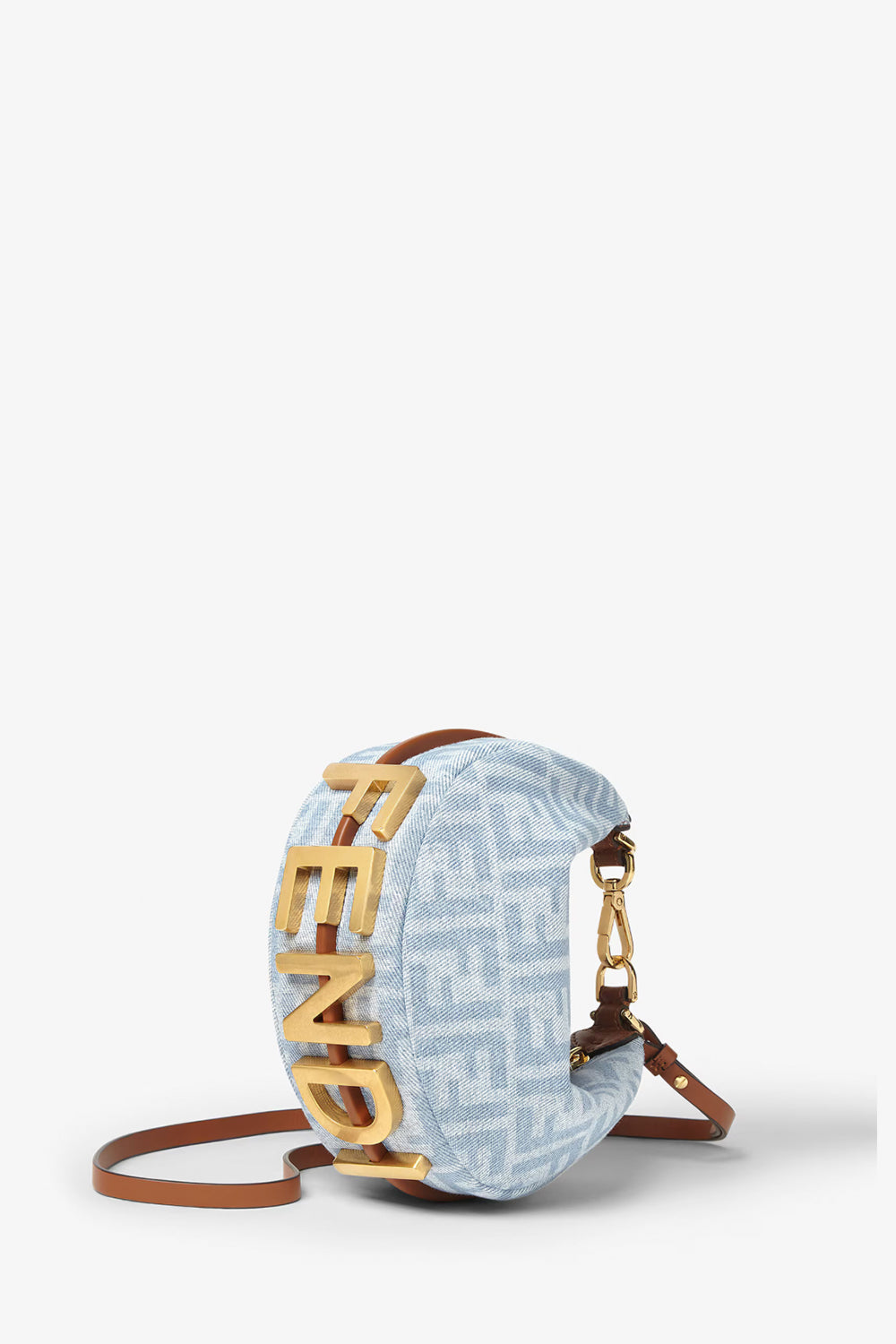 Fendigraphy Mini Blue Denim-Effect FF Jacquard Mini-Bag