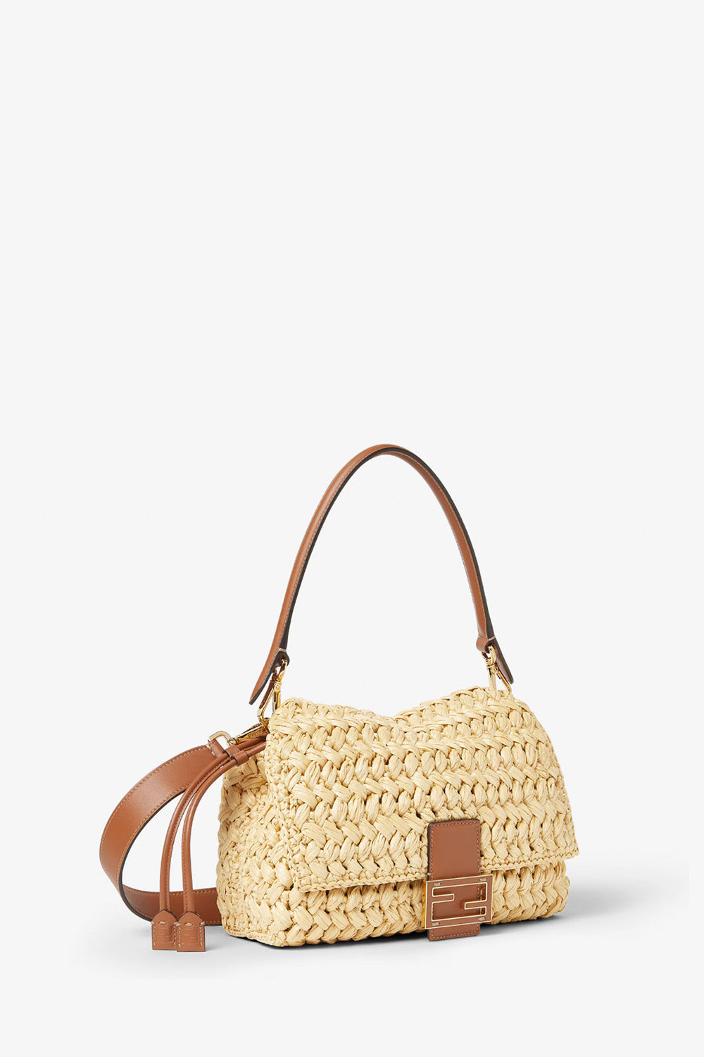 Mamma Baguette Medium Bag Of Braided Raffia Effect Material