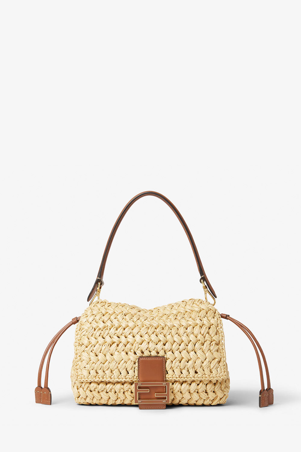 Mamma Baguette Medium Bag Of Braided Raffia Effect Material