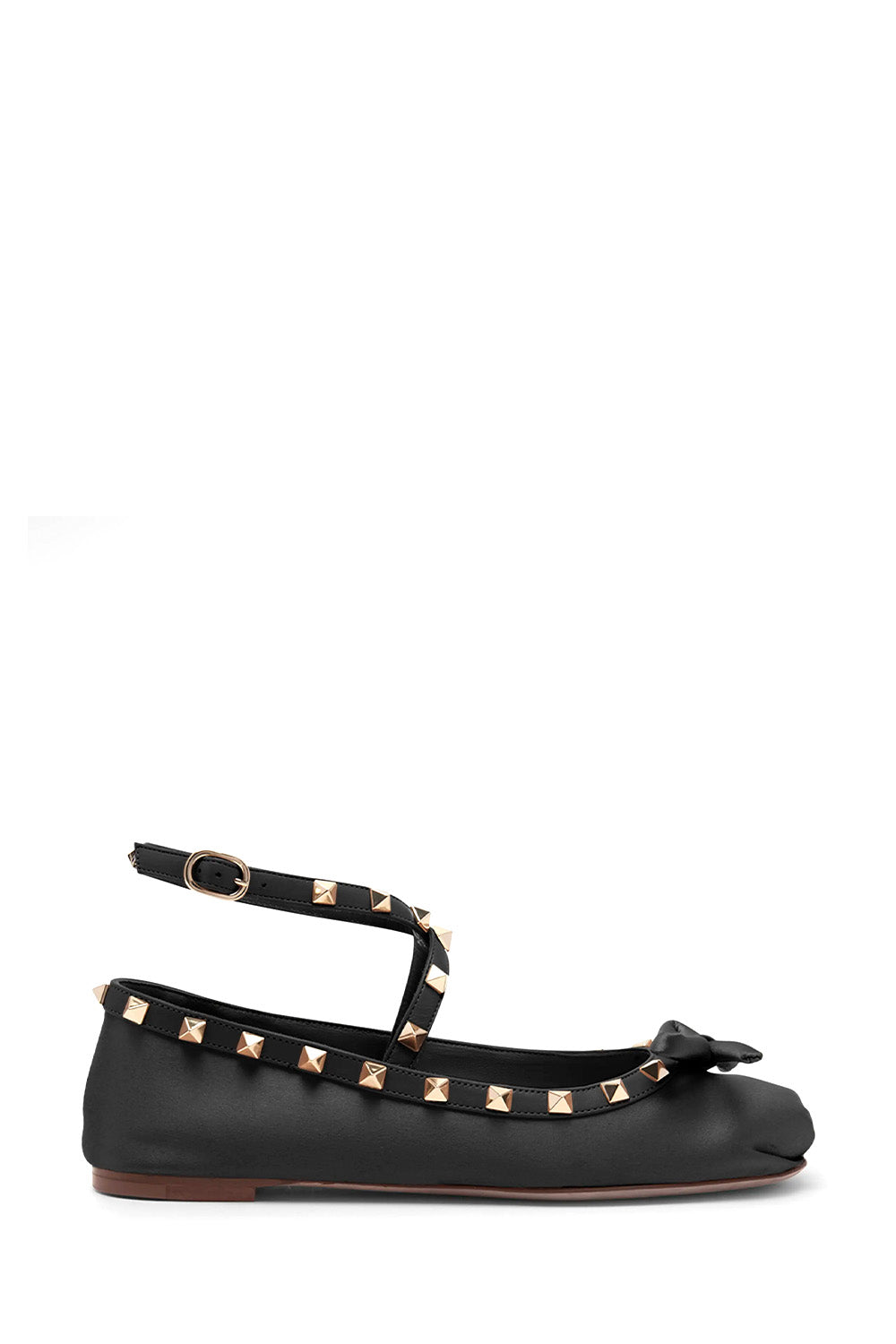 Rockstud Satin Ballerina Flats