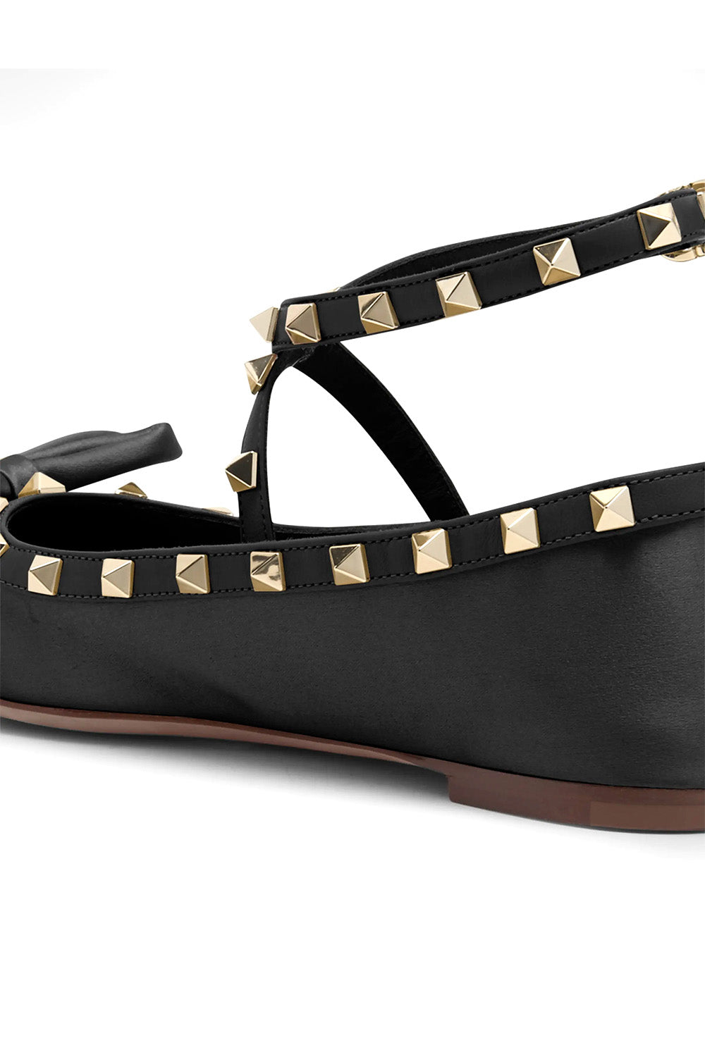 Rockstud Satin Ballerina Flats