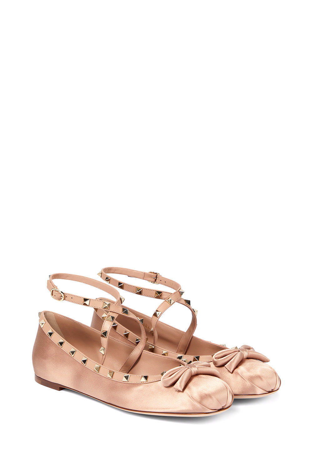 Rockstud Satin Ballerina Flats