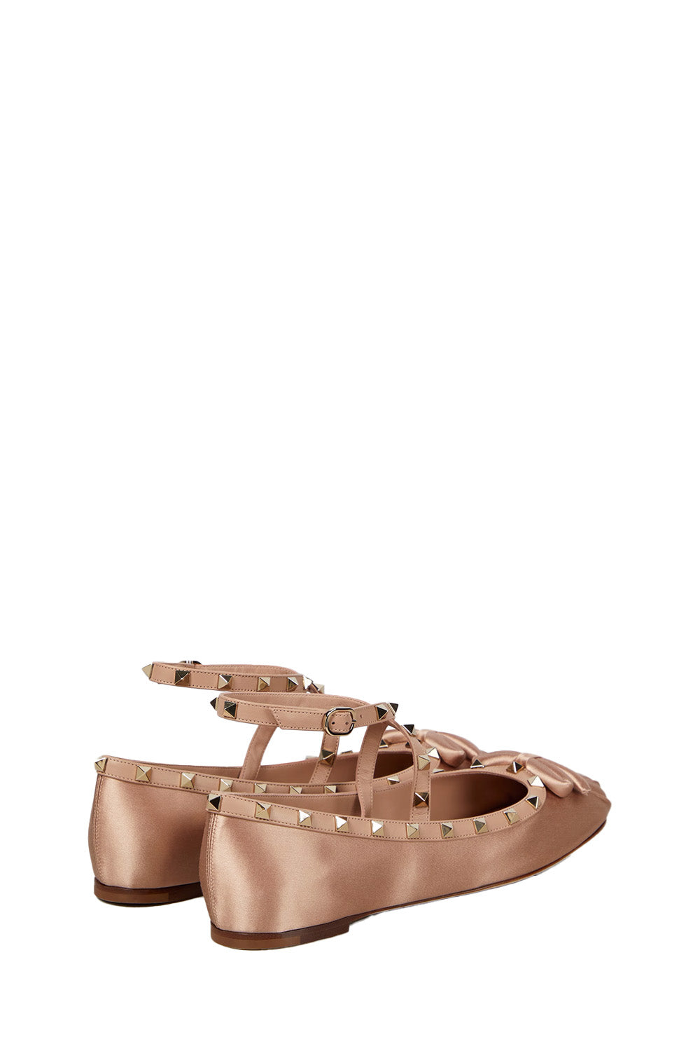 Rockstud Satin Ballerina Flats