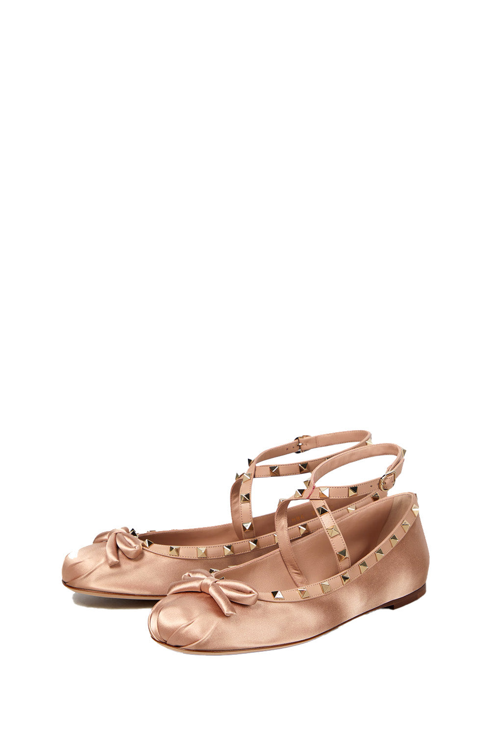 Rockstud Satin Ballerina Flats