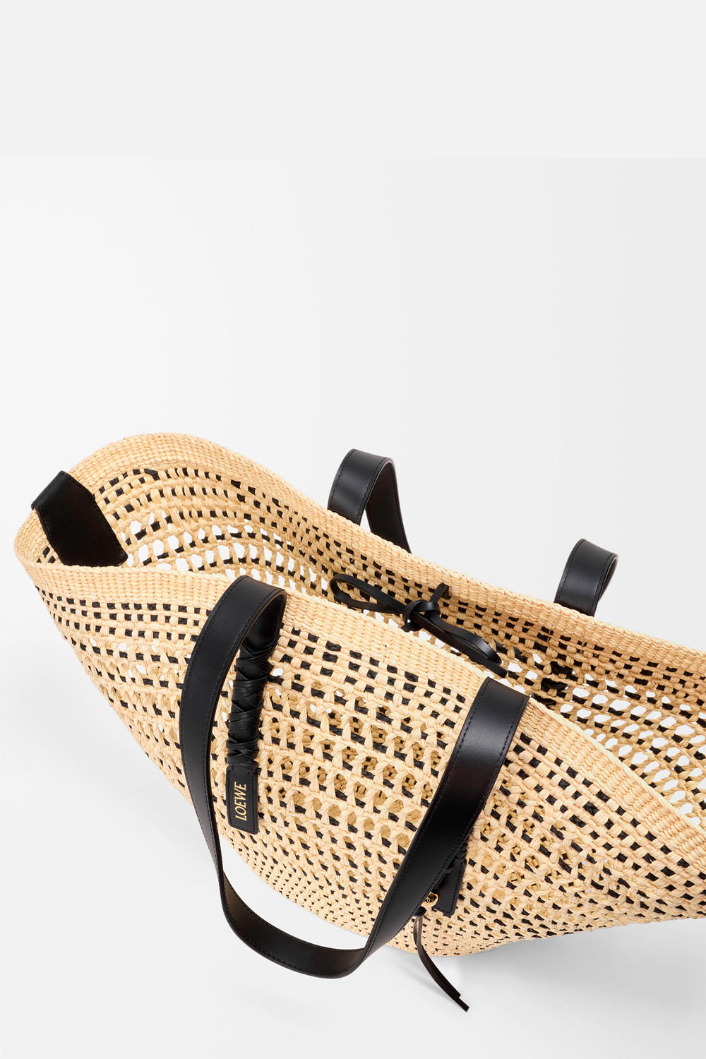 Large Braid Basket In Iraca Palm And Calfskin