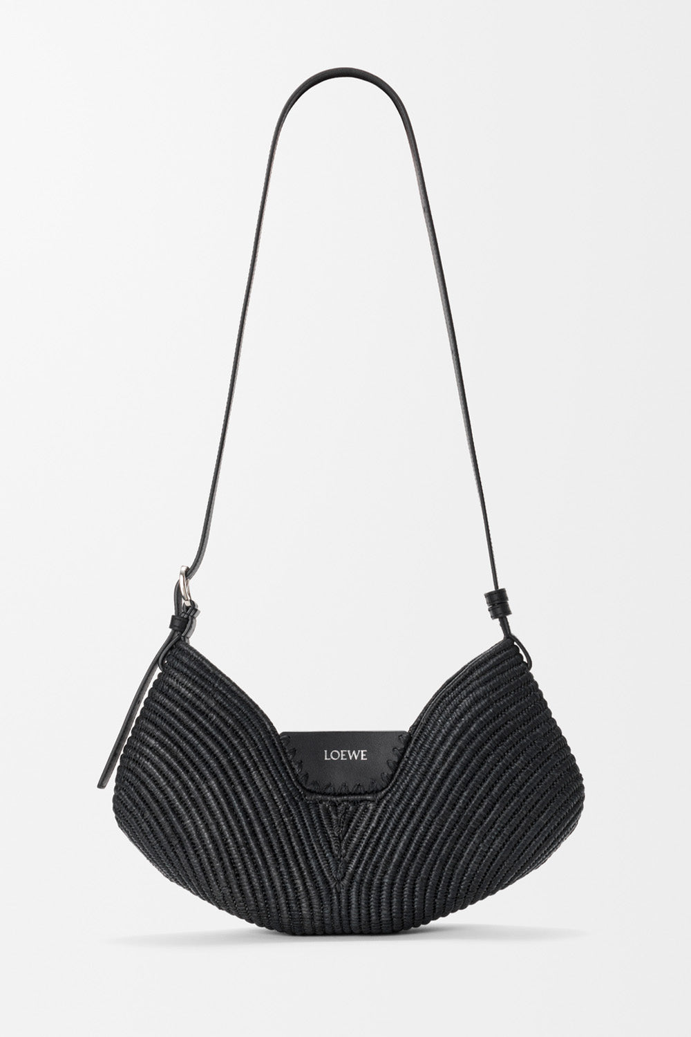 Medium Loewe Swing Bag In Raffia And Calfskin