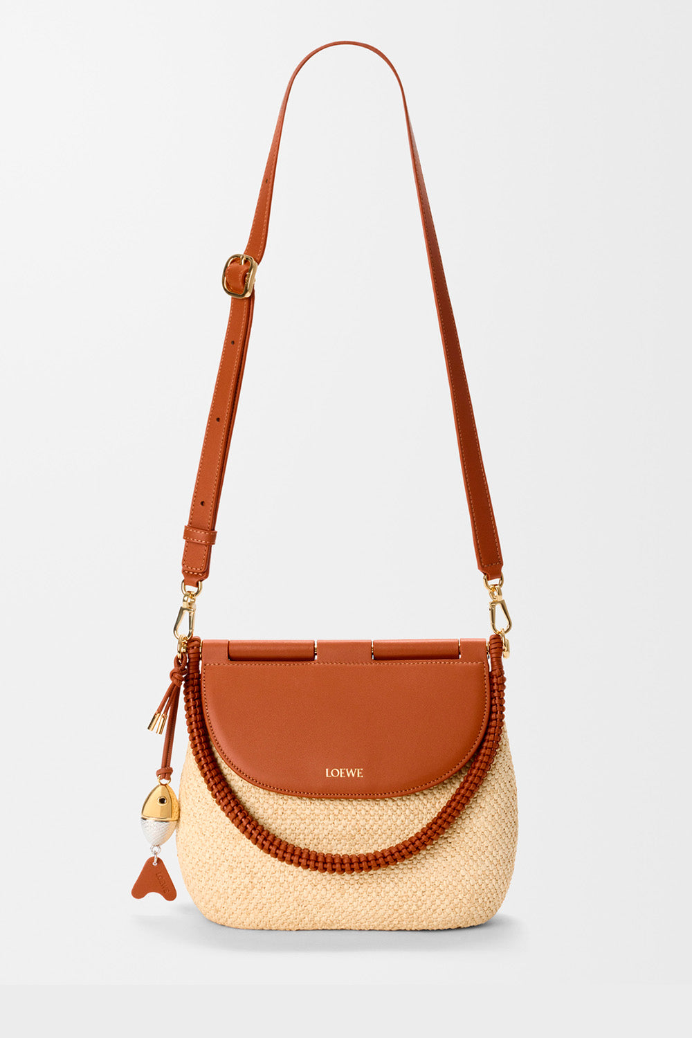 Medium Pescador Bag In Raffia And Calfskin