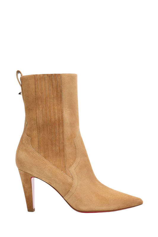 Suede Stiletto Red Sole Chelsea Booties