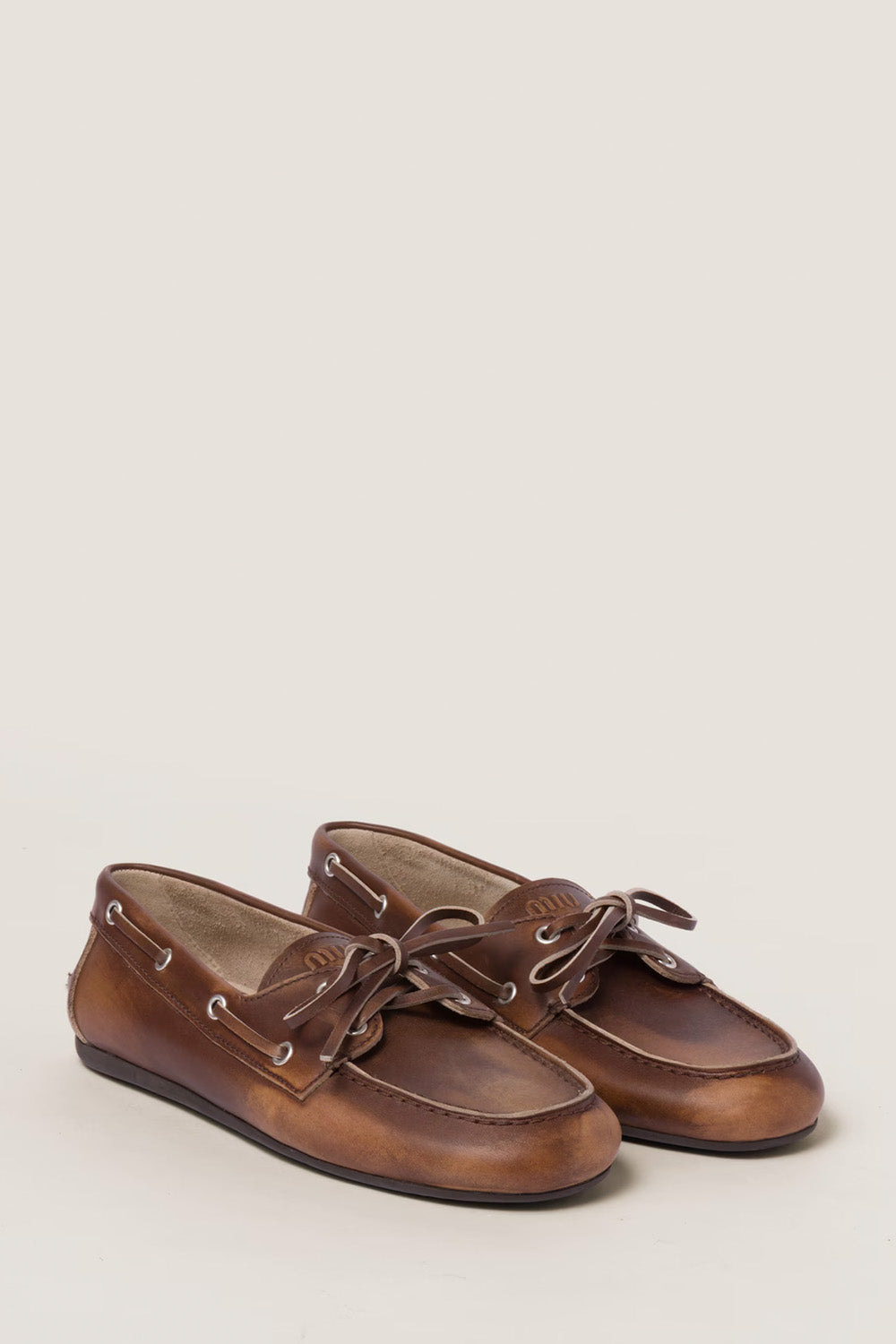Bleached Leather Deck Shoes