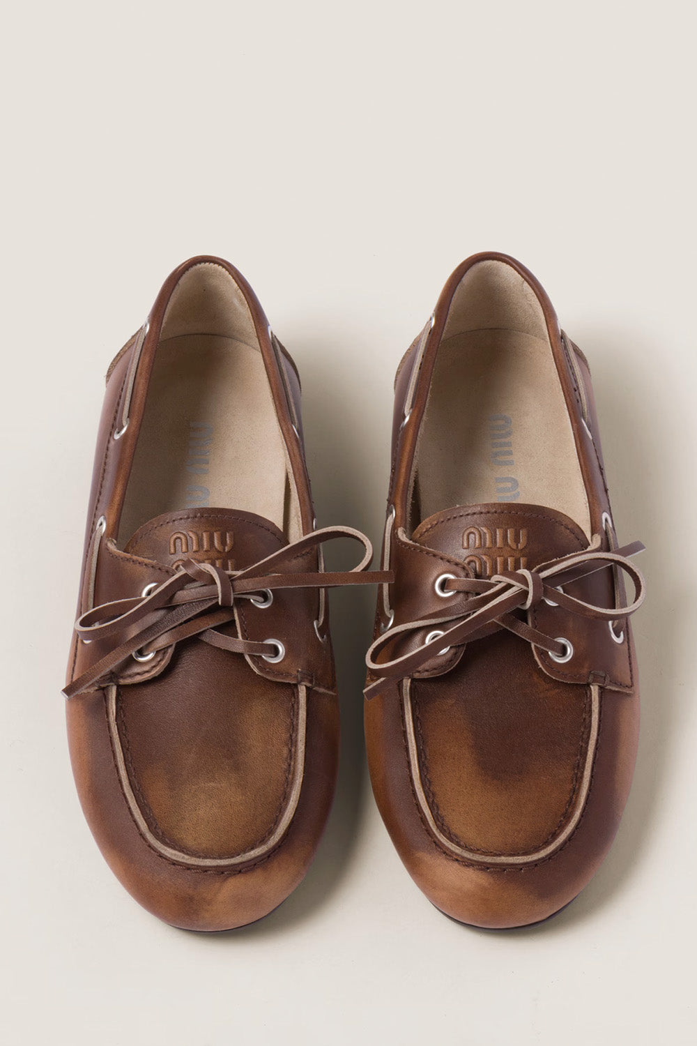 Bleached Leather Deck Shoes
