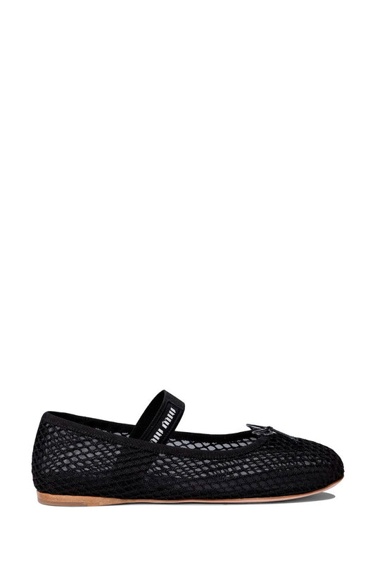 Miu Miu Round-Toe Mesh-Designed Ballet Flats