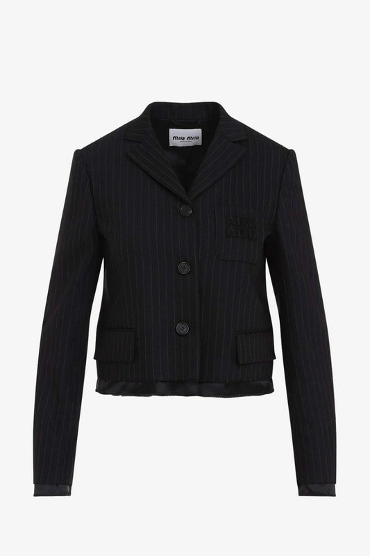 Pinstripe Wool Blazer