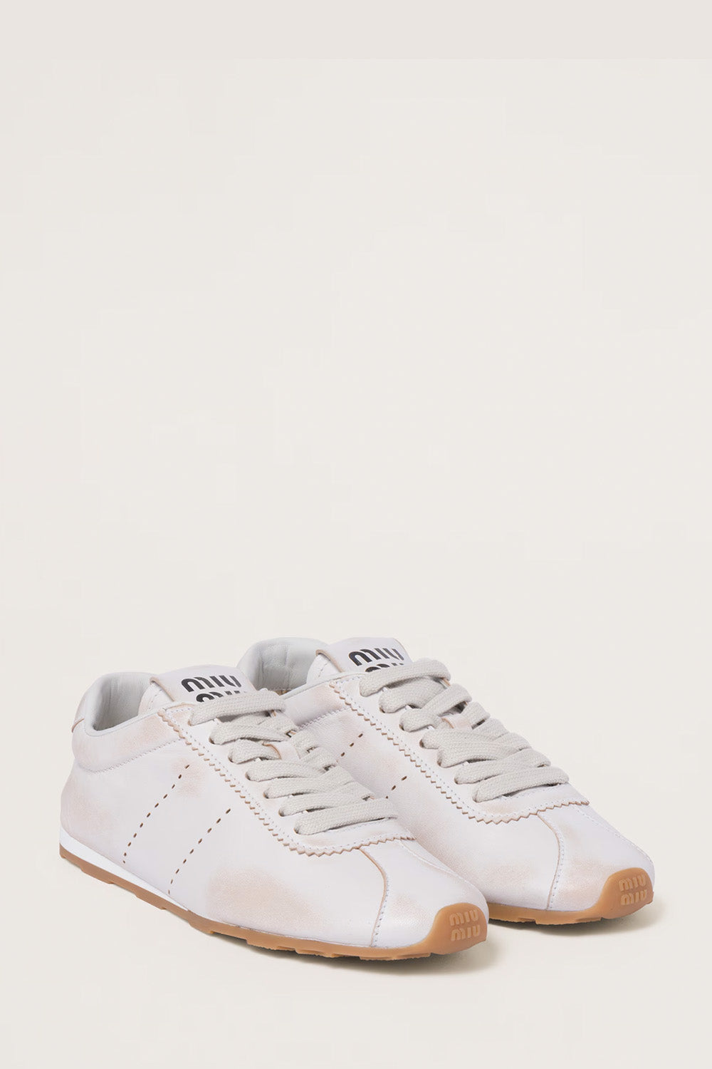 MIU MIU - Plume Bleached Nappa Leather Sneakers – The Sale