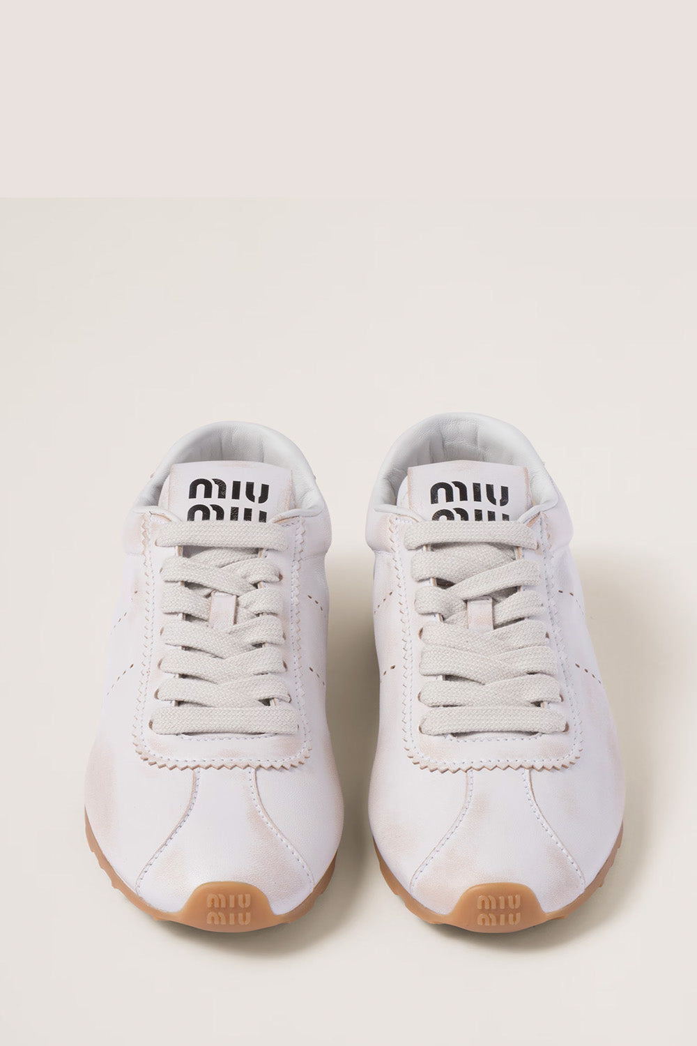 【MIU MIU】PLUME NAPPA LEATHER SNEAKERS Miu Miu Plume Nappa Leather Sneakers | White | FARFETCH