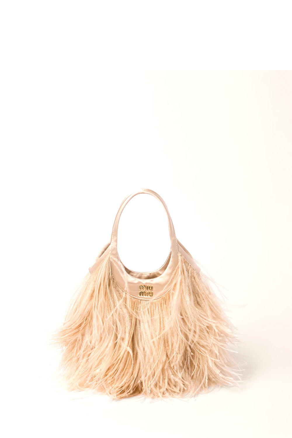 Satin Handbag With Feathers